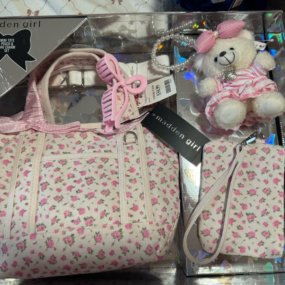 Madden Girl Pink Floral Kids Bag Set